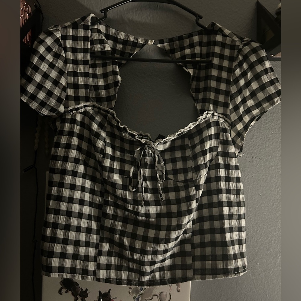 Black and white gingham top